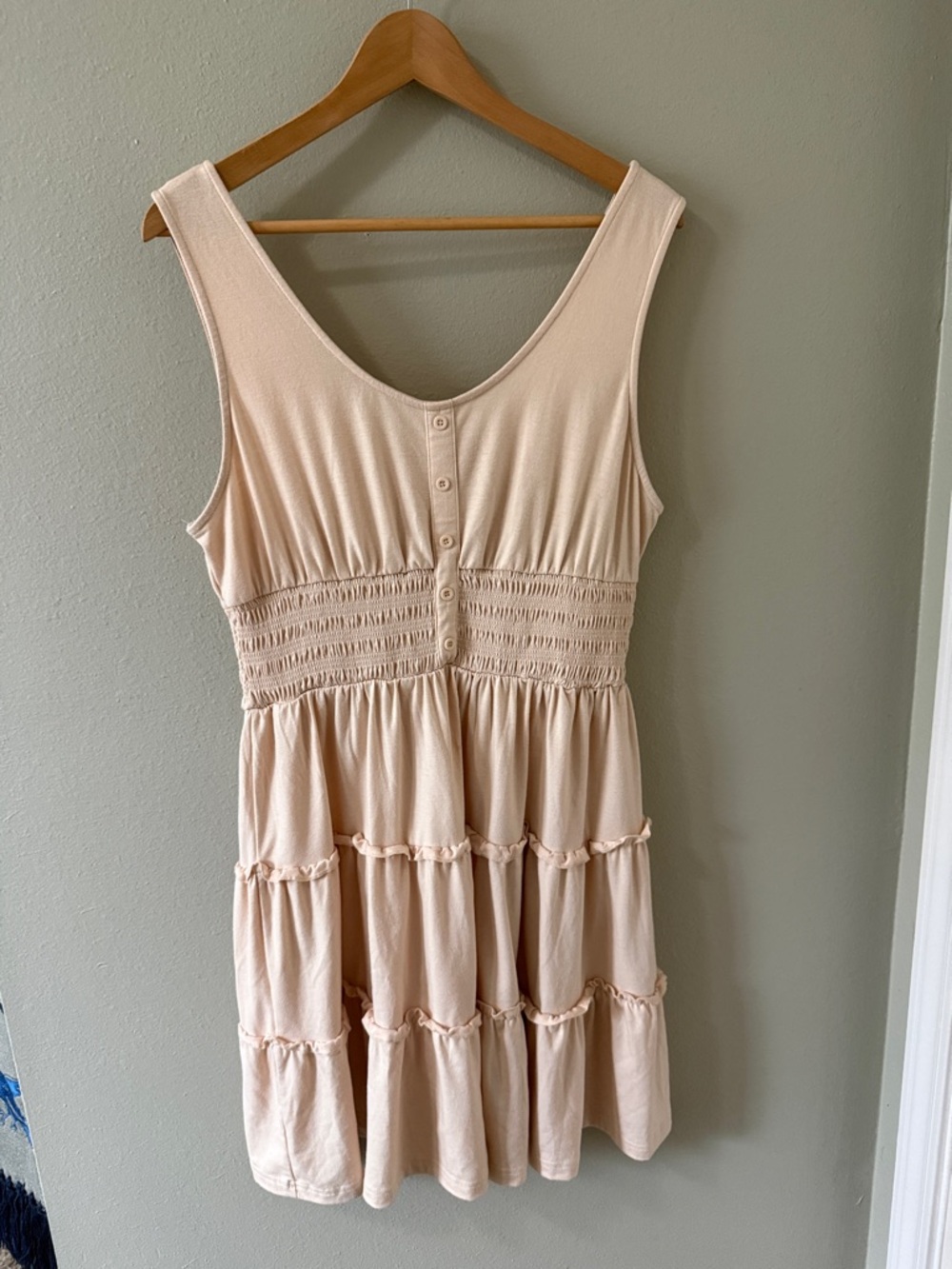 Sleeveless Tiered Mini Dress in Light Blush